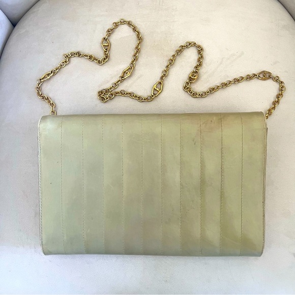 Salvatore Ferragamo Vintage Quilted Small Mint Green Leather Clutch Shoulder Bag